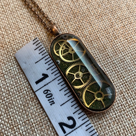 Hand Crafted Real Vintage Pocket Watch Gears Necklace Handmade - Picture 5 of 8